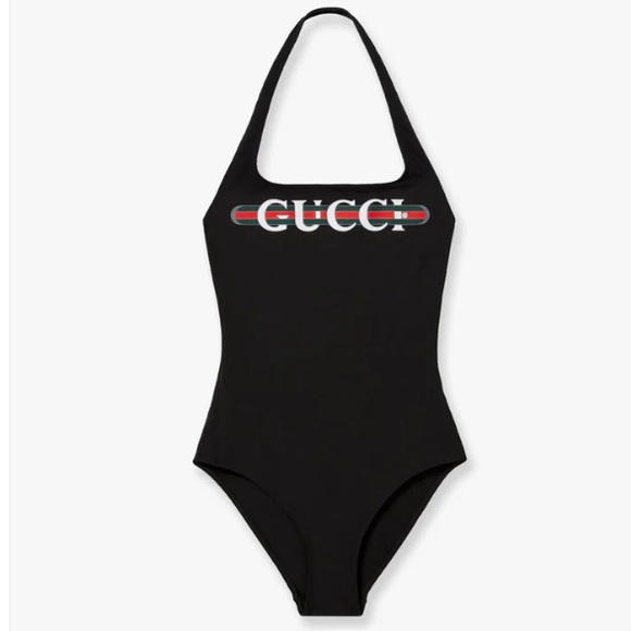 Gucci Other - GUCCI logo printed halter neck swimsuit bodysuit